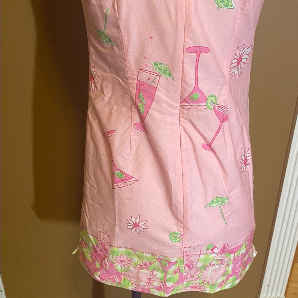 Lilly Pulitzer Pink Sleeveless Dress with Floral and Cocktail Print - Picture 7 of 12